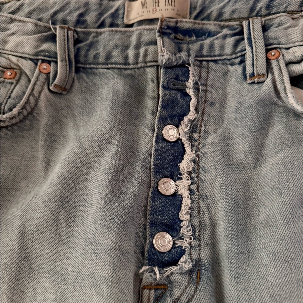 Free People Distressed Light Blue Jeans - Picture 2 of 4
